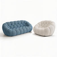 SITZGARNITUR Cocoon Sofa und Sessel Blau und Weiß - Blau/Weiß, Textil (190/75/113cm) - COCO Living