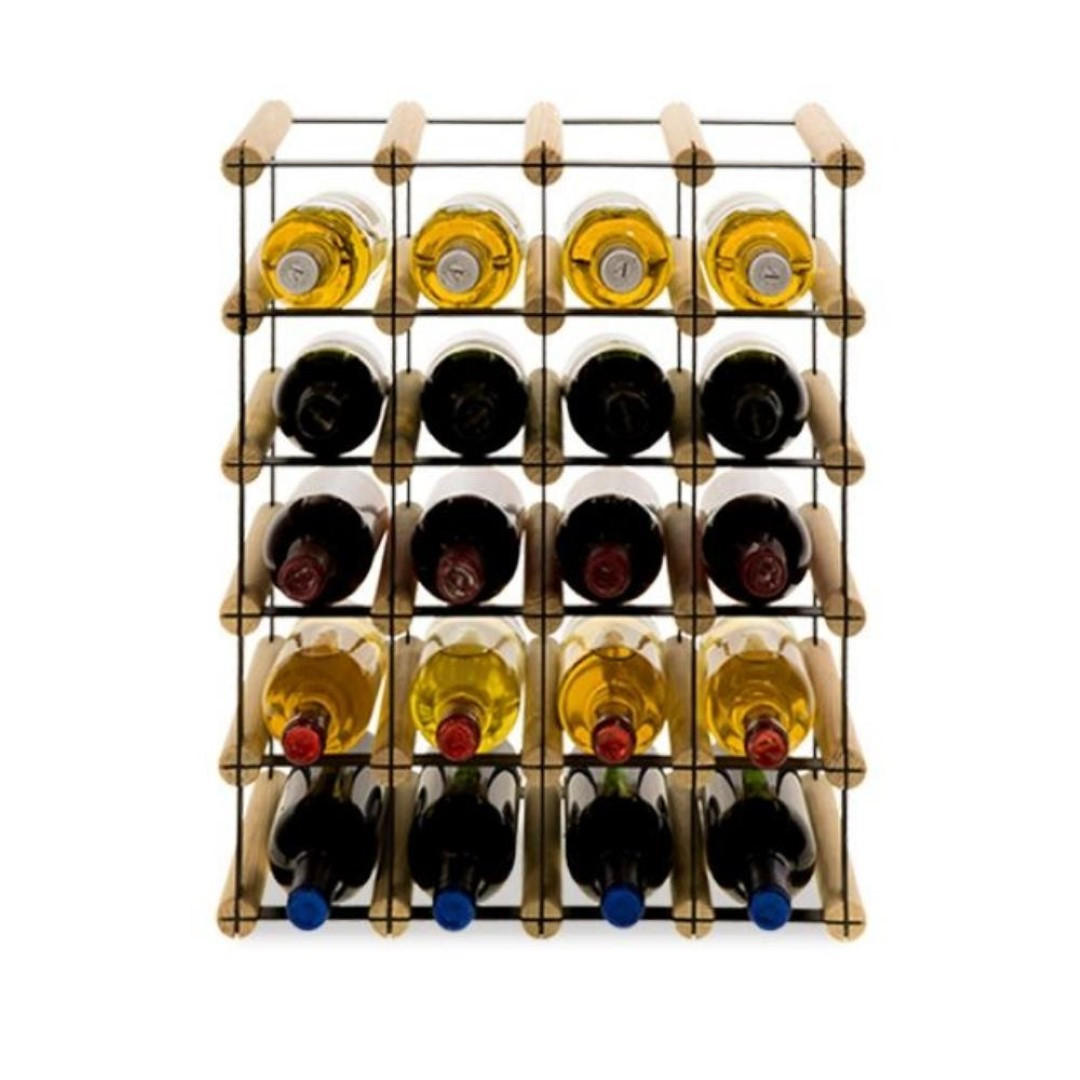 WEINREGAL Vinotega Mod Metal 52,5x42,5x24,5 cm 4x5 Flaschen Massives Kiefernholz Natur - Naturfarben, Holz (42.5/52.5/24.5cm) - PROREGAL