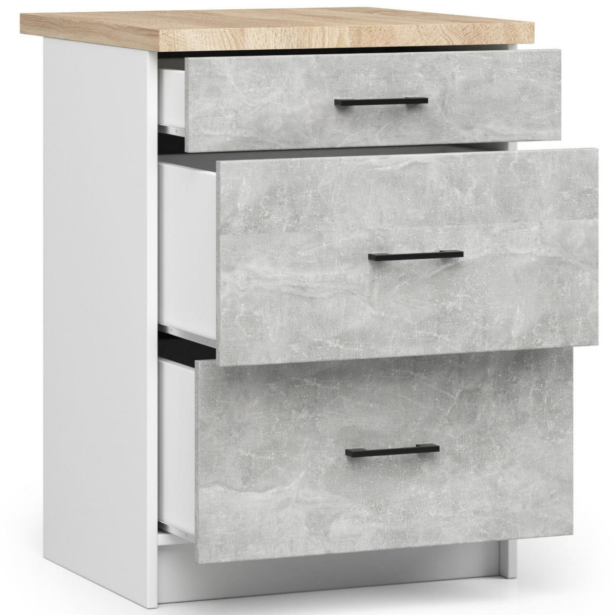 KÜCHENSCHRANK Weiß, Steingrau 46x60x85cm - Schwarz/Weiß, Holzwerkstoff/Kunststoff (60/85/46cm) - Akord