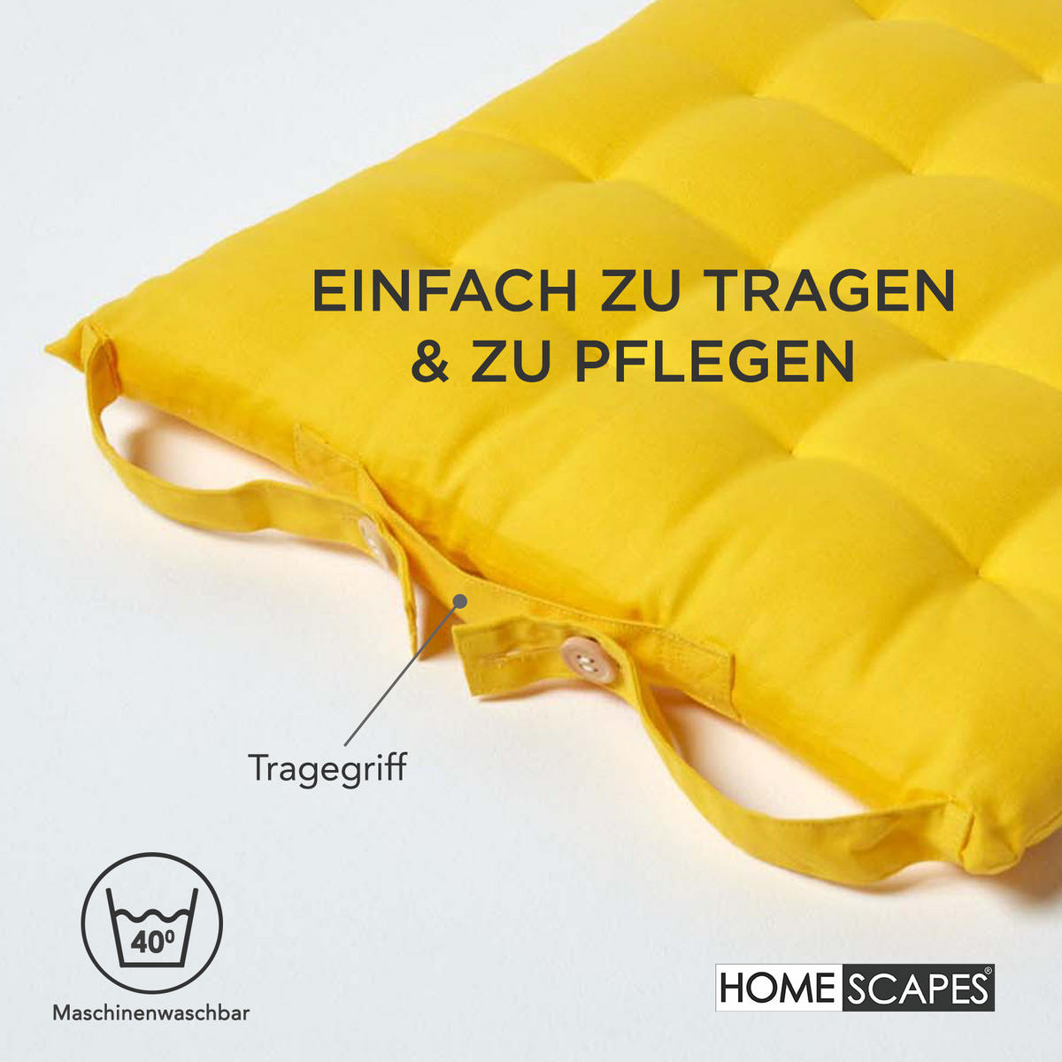 STUHLKISSEN 6er-Set gelb 40/40/6,5 cm - Gelb, Textil (40/40/6.5cm) - Homescapes
