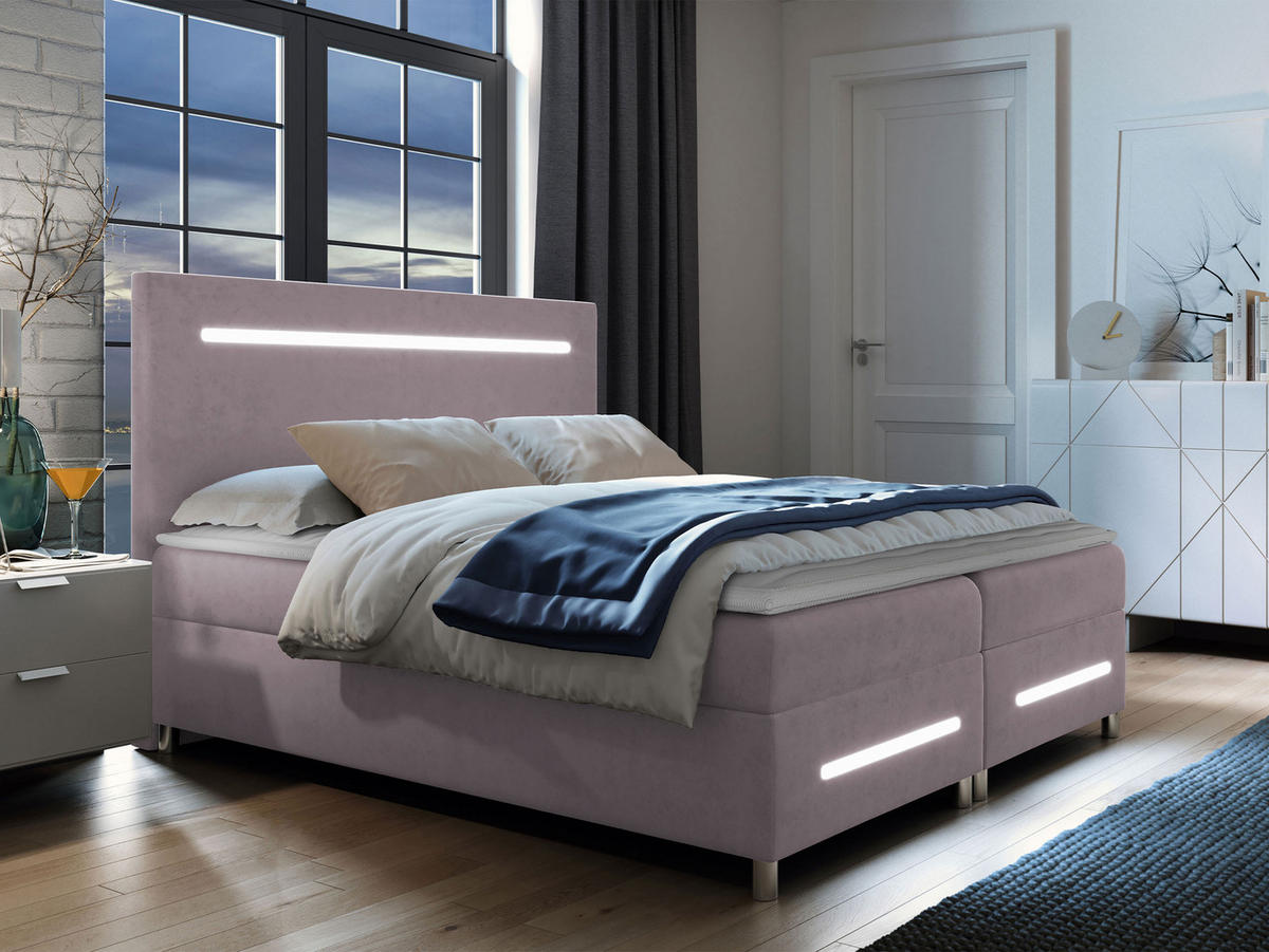 BOXBETT Enter LED - H3 - Rosa, Holz (180/200cm) - MIRJAN24