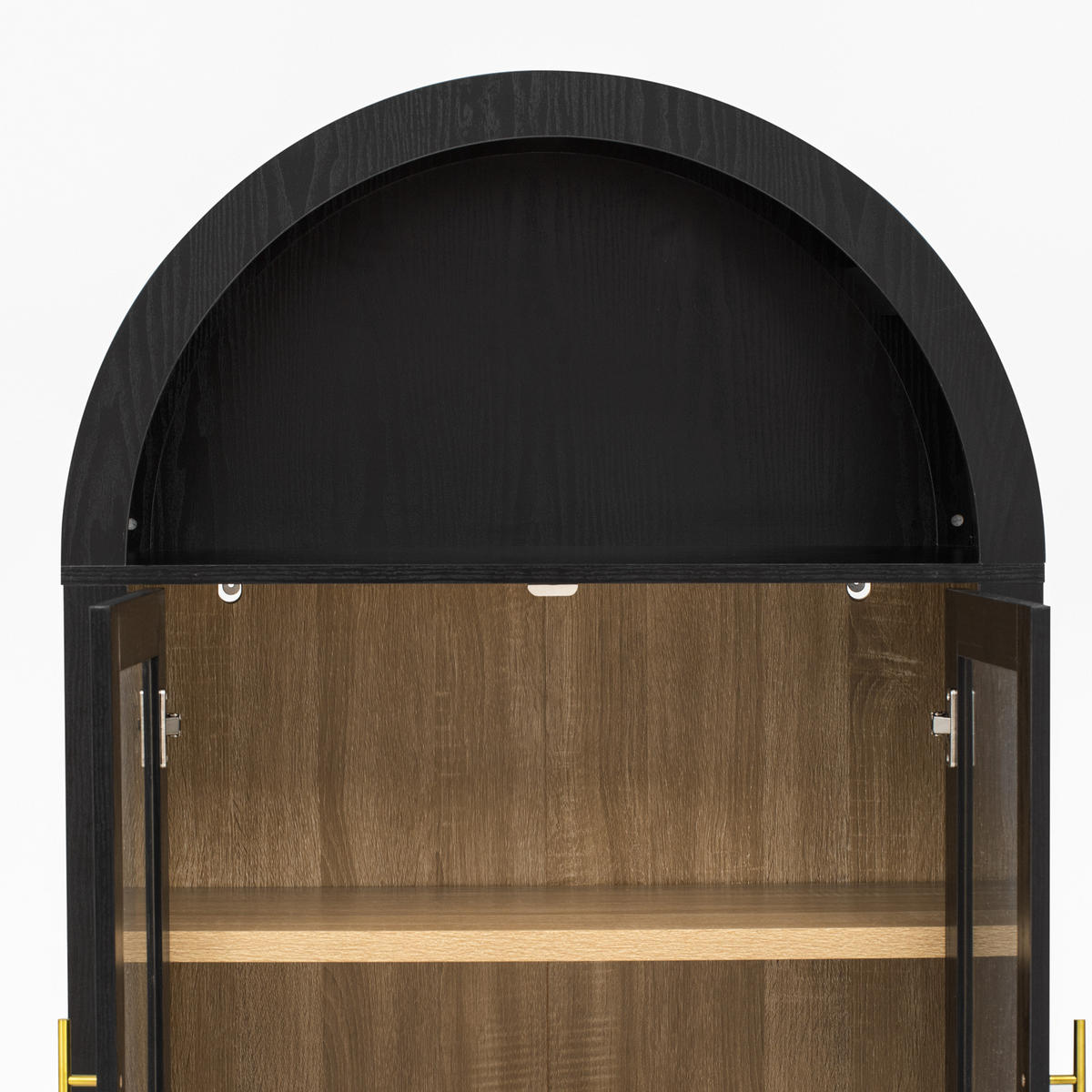 HIGHBOARD Schwarz 76,2×40×180 cm mit Glastüren, Schubladen und verstellbaren Einlegeböden aus Holzwerkstoff und Glas - Schwarz, Holzwerkstoff (76.2/180/40cm)