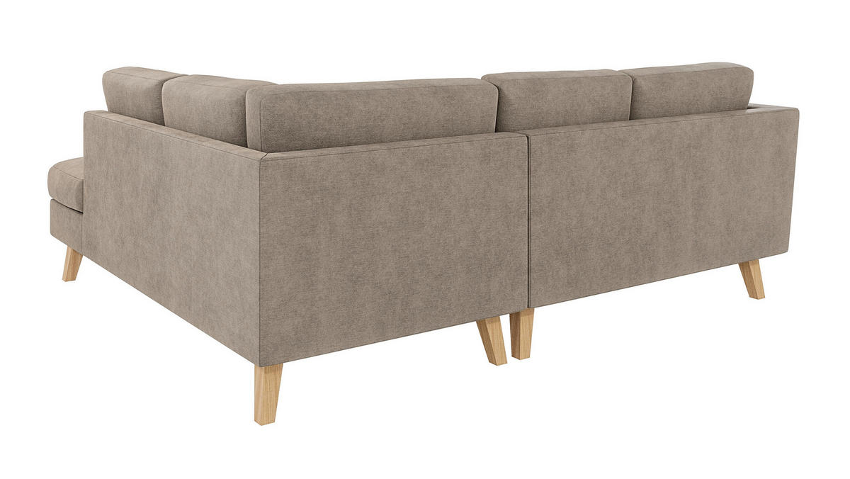ECKSOFA Mario Dunkelbeige Microfaser - Beige/Naturfarben, Buchenholz/Textil (221/186cm) - S-Style Möbel