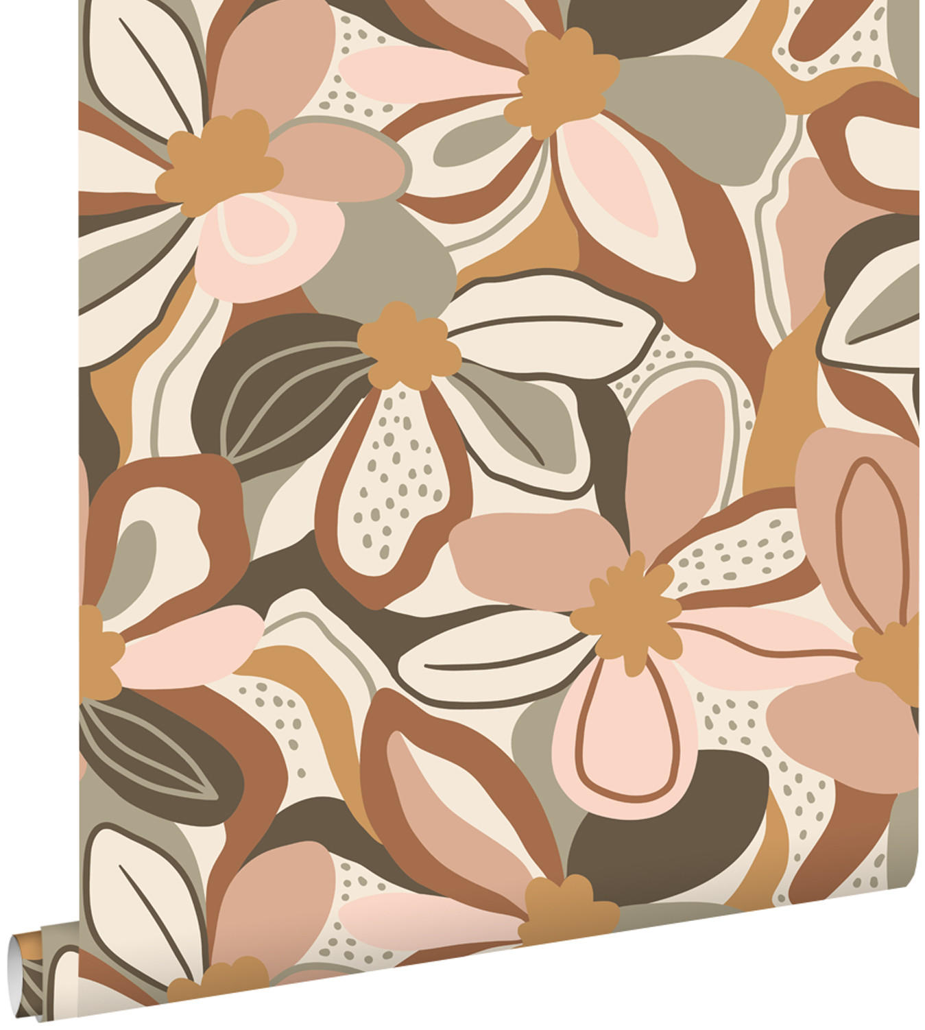 TAPETE Blumenmuster 50 x 900 cm - Terracotta, Papier (50/900cm) - ESTAhome