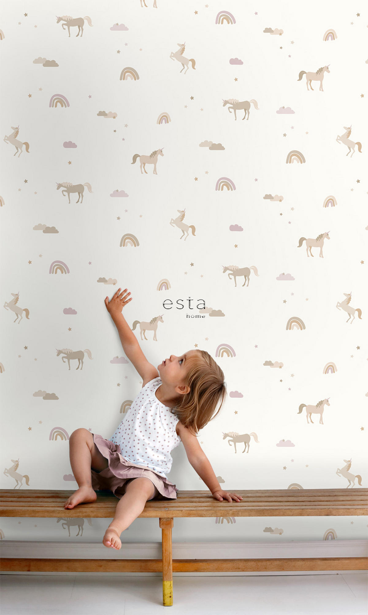 TAPETE Einhörner 50 x 900 cm - Beige, Papier (50/0.1cm) - ESTAhome