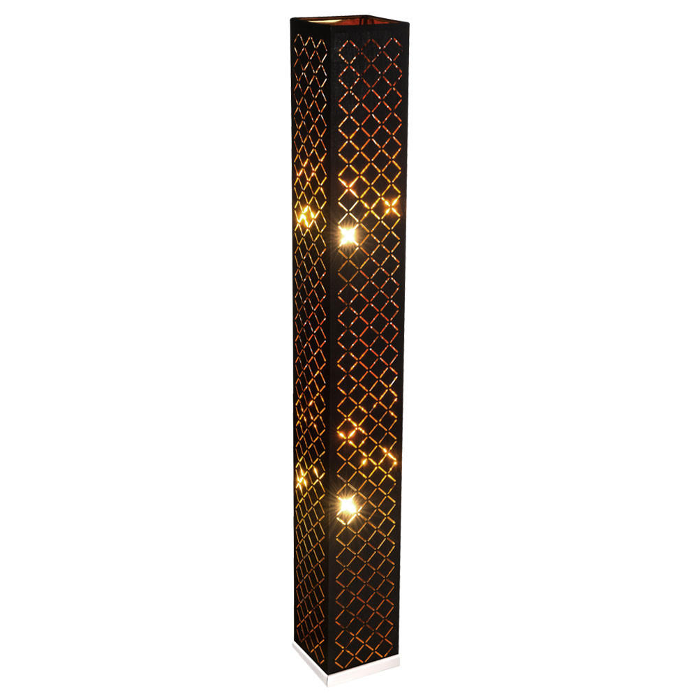LED STEHLEUCHTE Metall Textil Schwarz Blattgold - Schwarz, Metall (15/15/118cm) - Globo Lighting