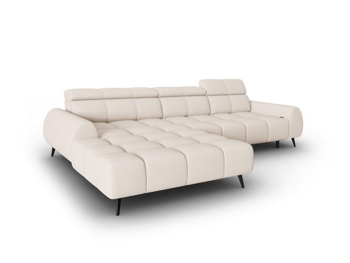 ELEKTRISCHES-ECKSOFA links Alyse aus strukturiertem Stoff leichtes beige 5 Sitzplätze - Beige, Textil (188/295cm) - Micadoni