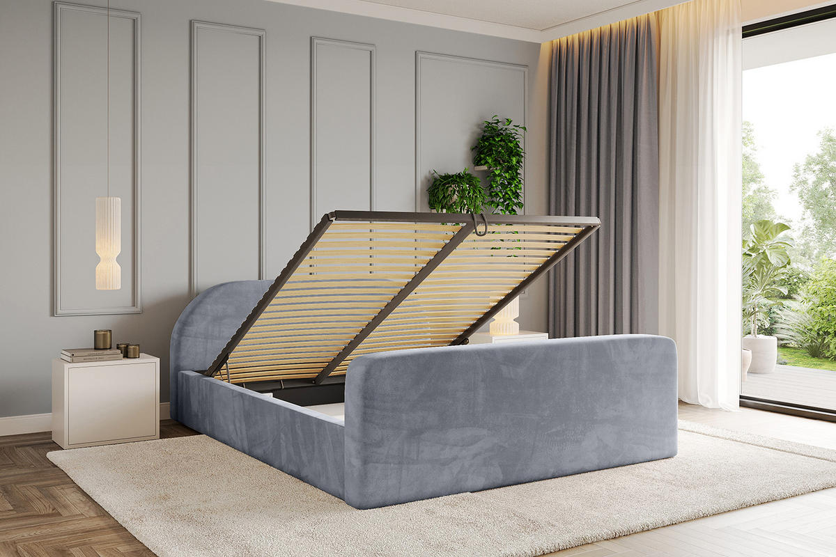 POLSTERBETT mit Bettkasten, Fußteil und Lattenrost, Boxbett ohne Matratze - TIVON-Z-V1 180x200 Grau - Grau, Holzwerkstoff/Textil (180/200cm) - ALTDECOR