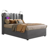 POLSTERBETT 90/200 cm grau mit Leselampe und Ladefunktion - Grau, Textil (90/200cm) - OKWISH