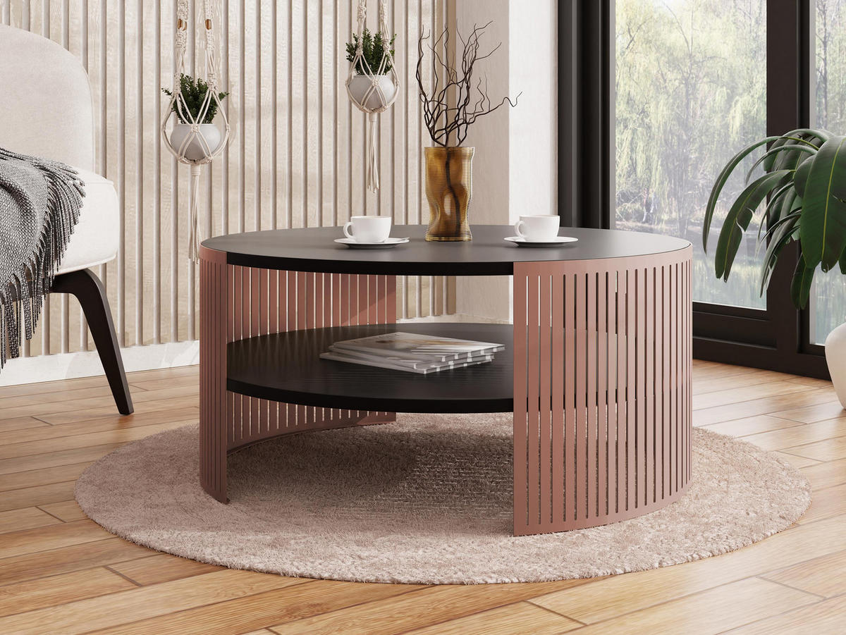 COUCHTISCH Fikoli Ember - Schwarz/Bronzefarben, Holzwerkstoff/Metall (75/75/40cm) - MIRJAN24