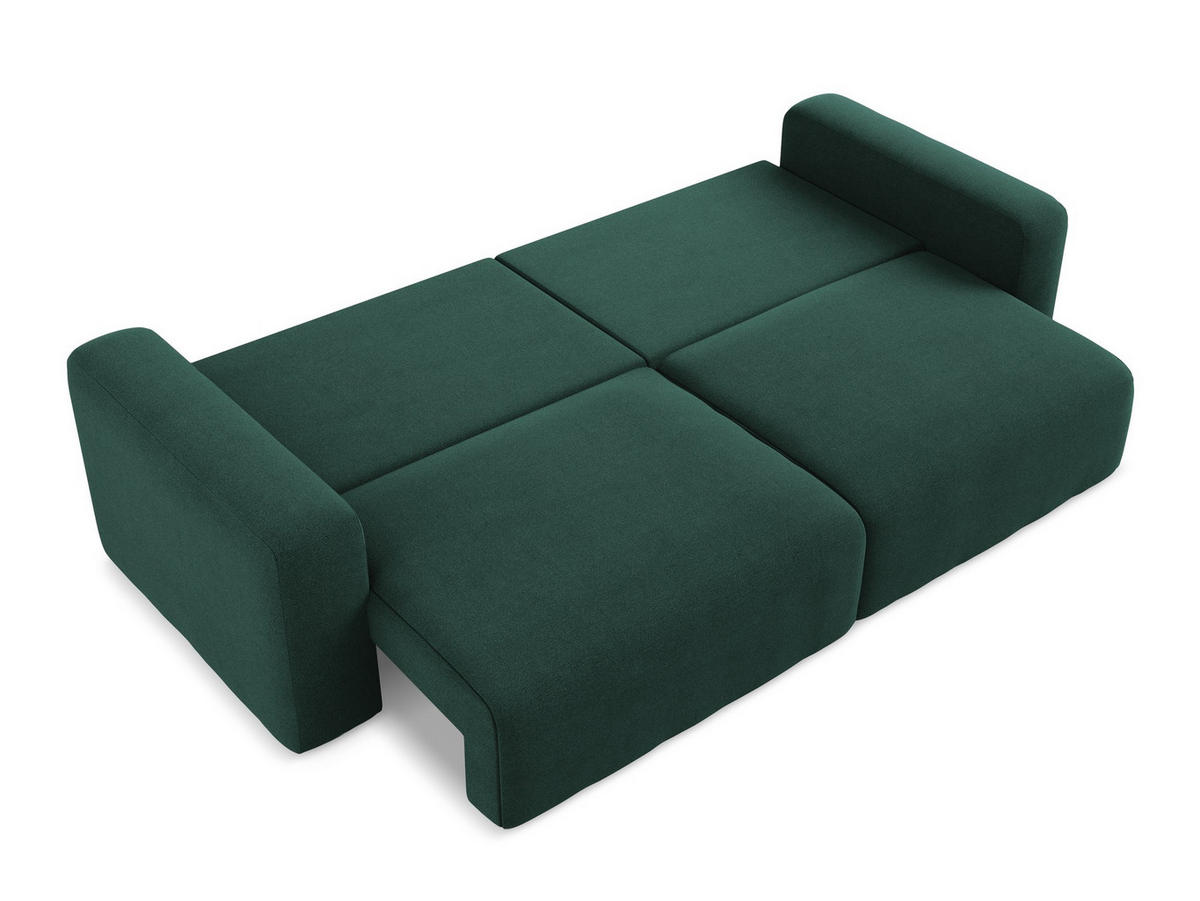 3-SITZER SOFA mit Schlaffunktion Strukturstoff Stoff Grün - Dunkelgrün/Schwarz, Kunststoff/Textil (244/79/102cm) - Makamii