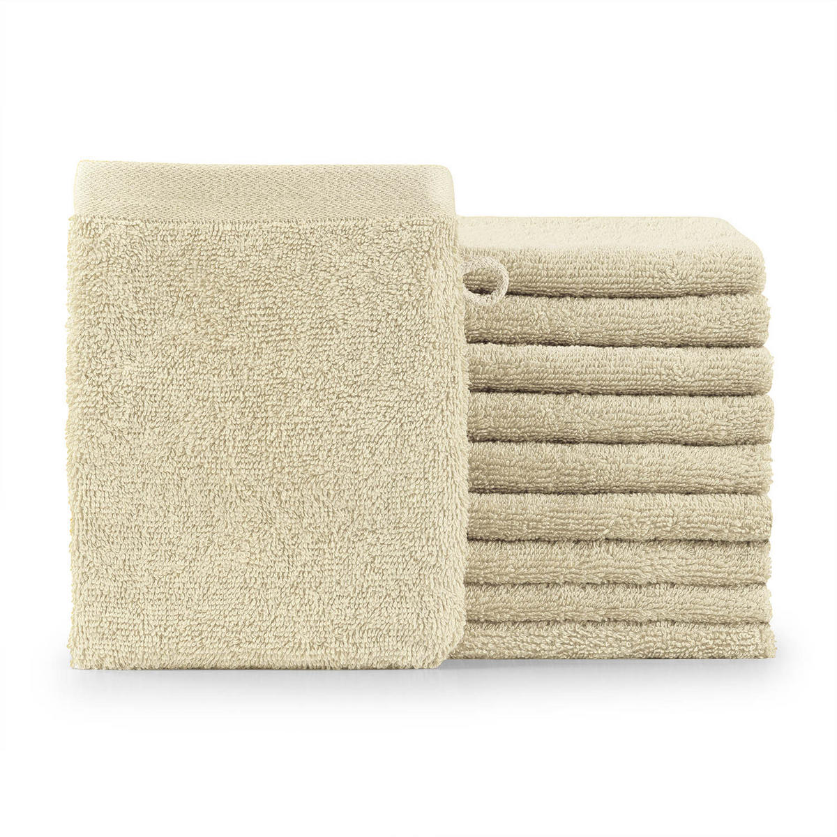 WASCHLAPPEN 10er-Set, 10x Waschlappen 15/20 cm, Sandfarben - Sandfarben, Textil (15/20cm) - Blumtal