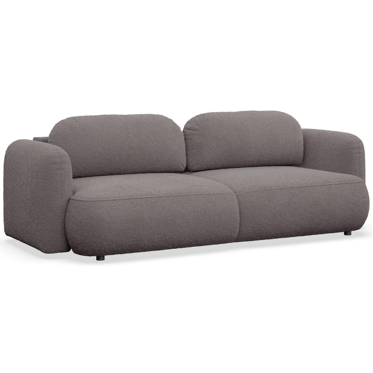 3-SITZER SCHLAFSOFA Tvoya Taupe Bouclé - Graubraun/Schwarz, Kunststoff/Textil (253/82/110cm) - Selsey