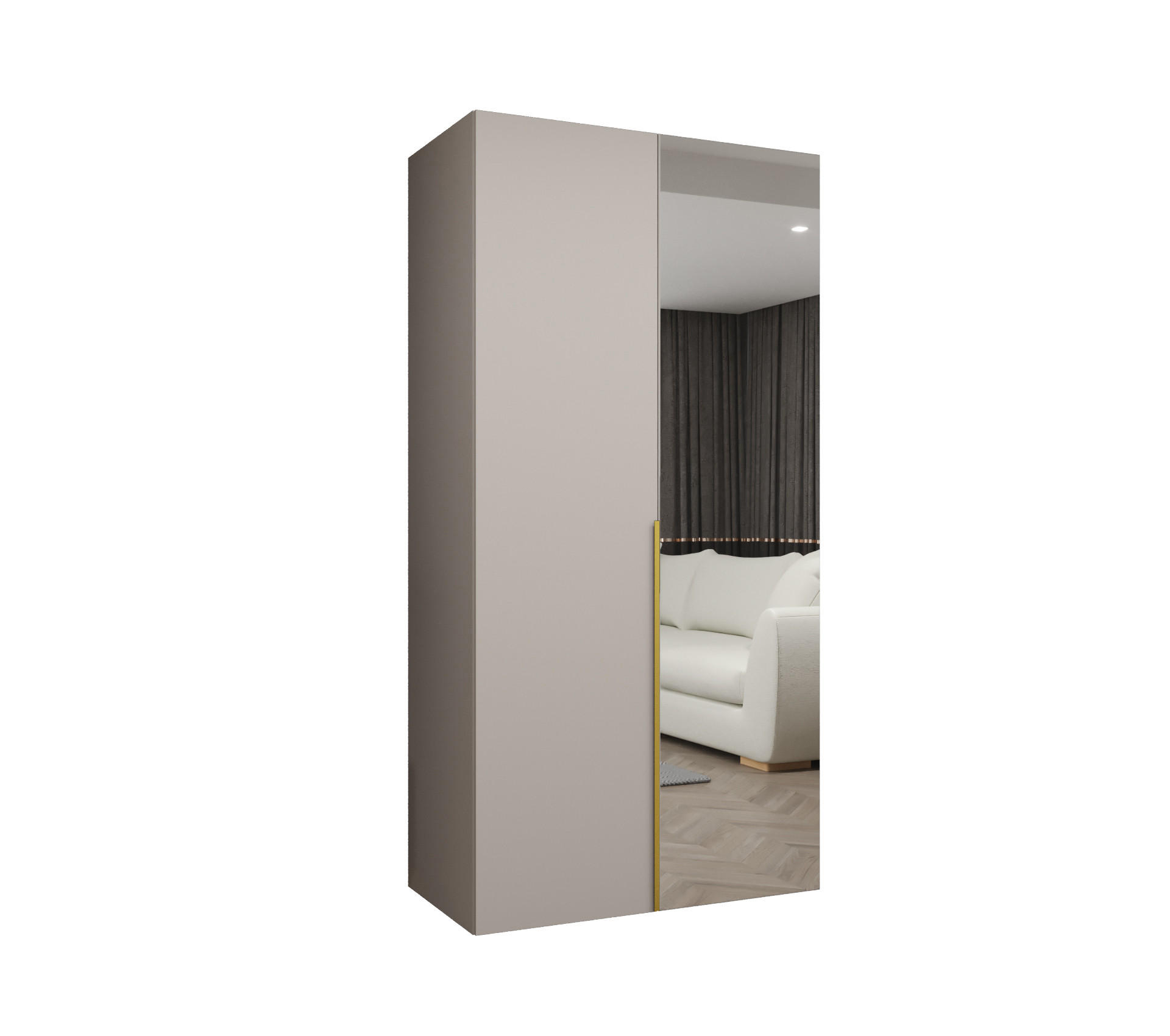 DREHTÜRENSCHRANK 202/100/52 2-türig - Kaschmir/Goldfarben, Holz (100/202/52cm) - Abiks Möbel