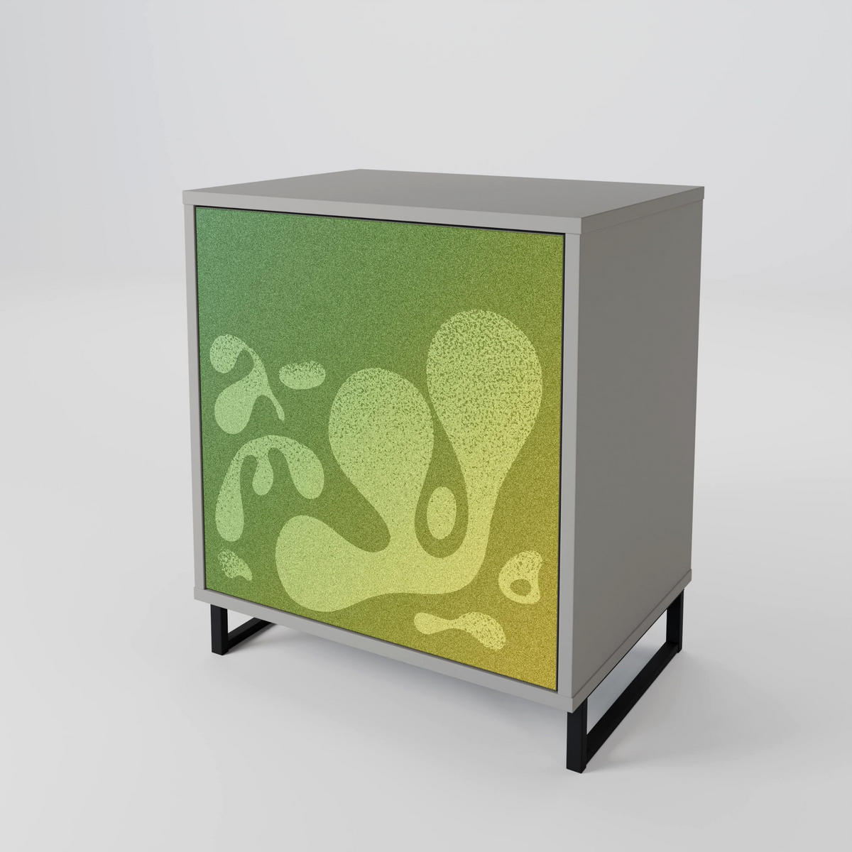 SIDEBOARD IRREGULAR BLUE, Grau, 57,5x42x75,5 cm, Goldfarbene Metallfüße - Goldfarben/Multicolor, Holzwerkstoff/Metall (57.5/75.5/42cm) - SpaceRebels
