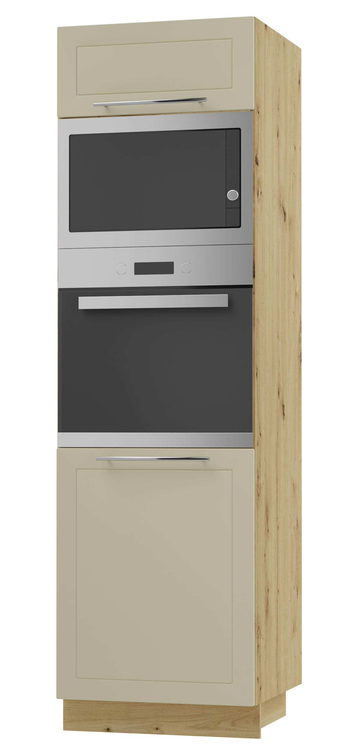 BACKOFEN-HOCHSCHRANK Kvantum D14/RU/60/207 Vanille Matt / Eiche Artisan Matt 60 / 59 / 207cm - Creme/Eiche Artisan, Holz/Holzwerkstoff (60/207/59cm) - Feldmann-Wohnen