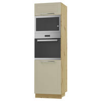 BACKOFEN-HOCHSCHRANK Kvantum D14/RU/60/207 Vanille Matt / Eiche Artisan Matt 60 / 59 / 207cm - Creme/Eiche Artisan, Holz/Holzwerkstoff (60/207/59cm) - Feldmann-Wohnen