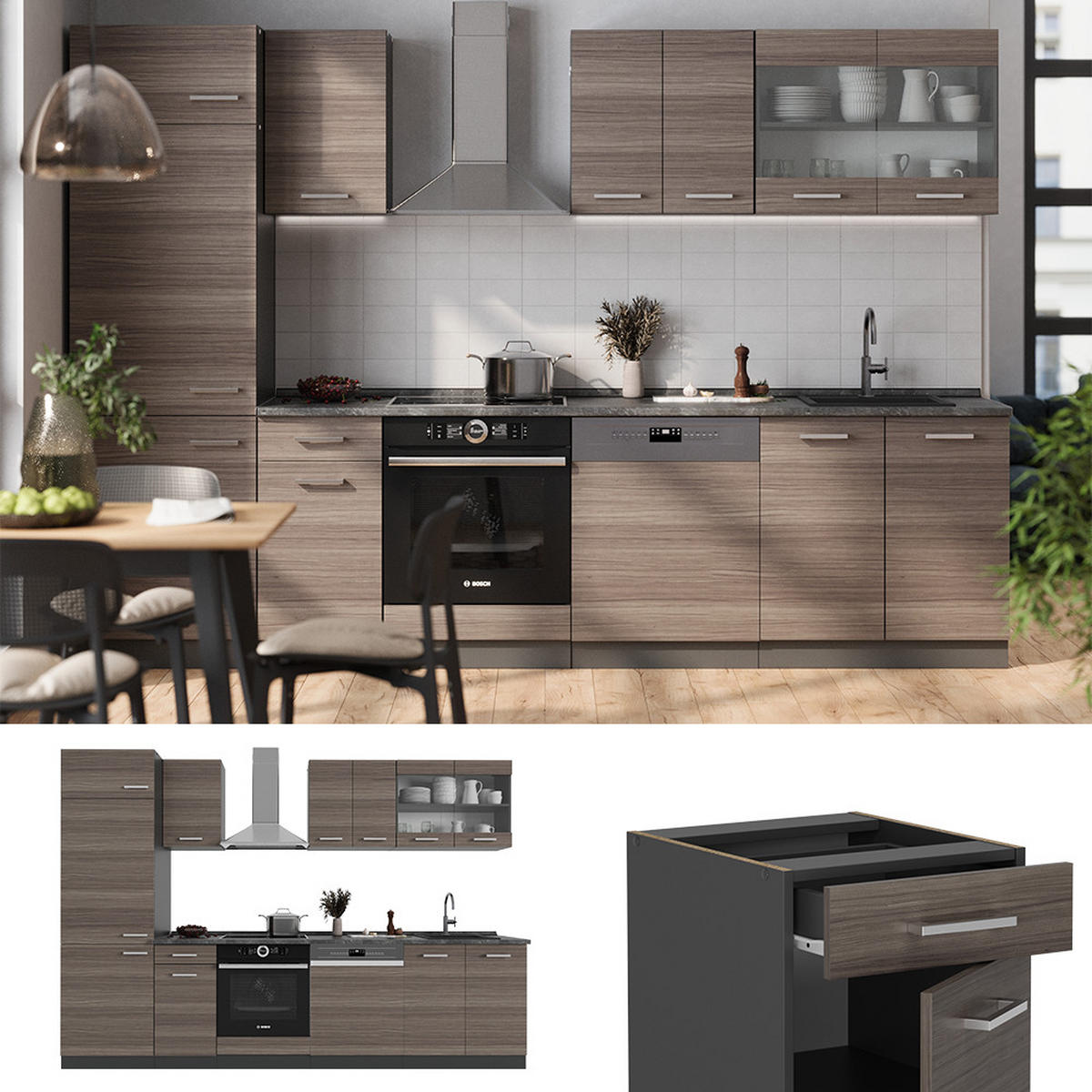 Anthrazit/Grau, Holzwerkstoff (300/81.6/60cm) - Vicco