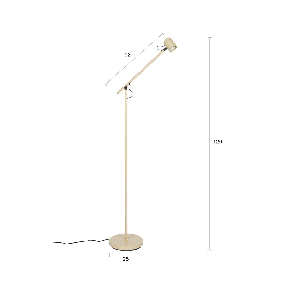 STEHLAMPE Aero Beige - Beige, Metall (57.5/25/120cm) - Housecraft Living