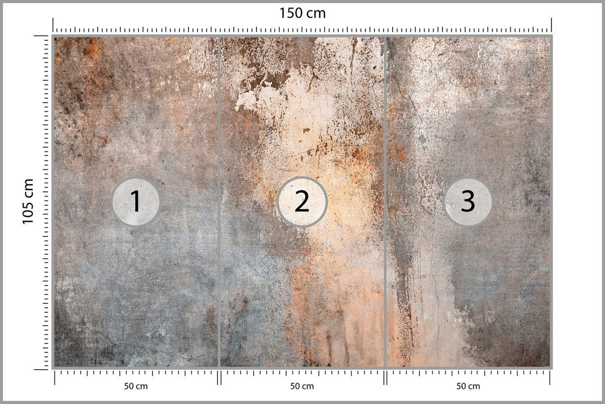 FOTOTAPETE für Wohnzimmer Beton Abstraktion 150x105 - Beige/Orange, Papier (150/105cm) - Muralo