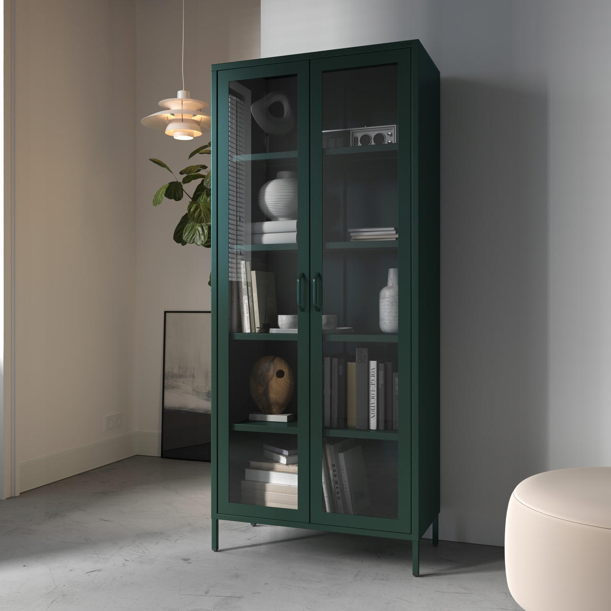 WOHNZIMMER Vitrine ANGELO Modern - Grün, Metall (80/185/45cm) - Jan Nowak
