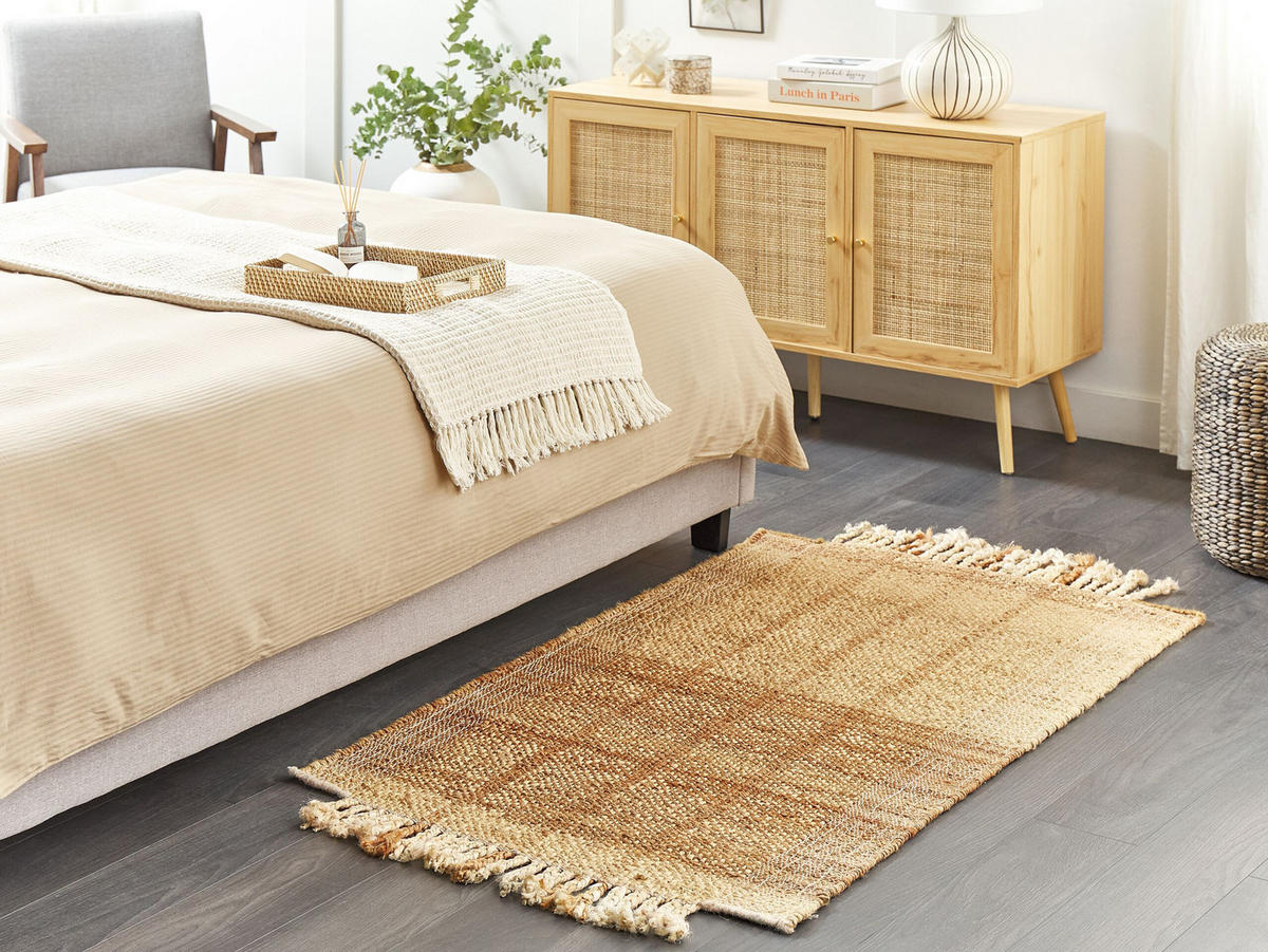 TEPPICH geflochten Karkin 150/80 cm - Beige, Naturmaterialien (80/150cm) - Beliani