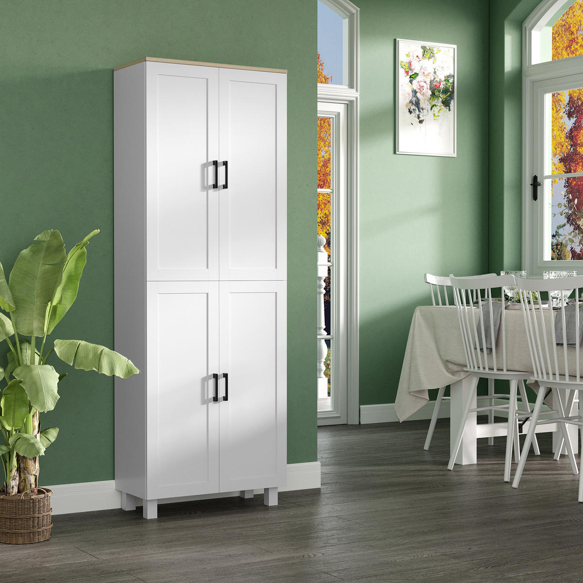 HIGHBOARD DE-11153 4 Türen & 2 verstellbare Böden Weiß - Weiß, Holzwerkstoff (30/170.5/60cm) - ComfortXL