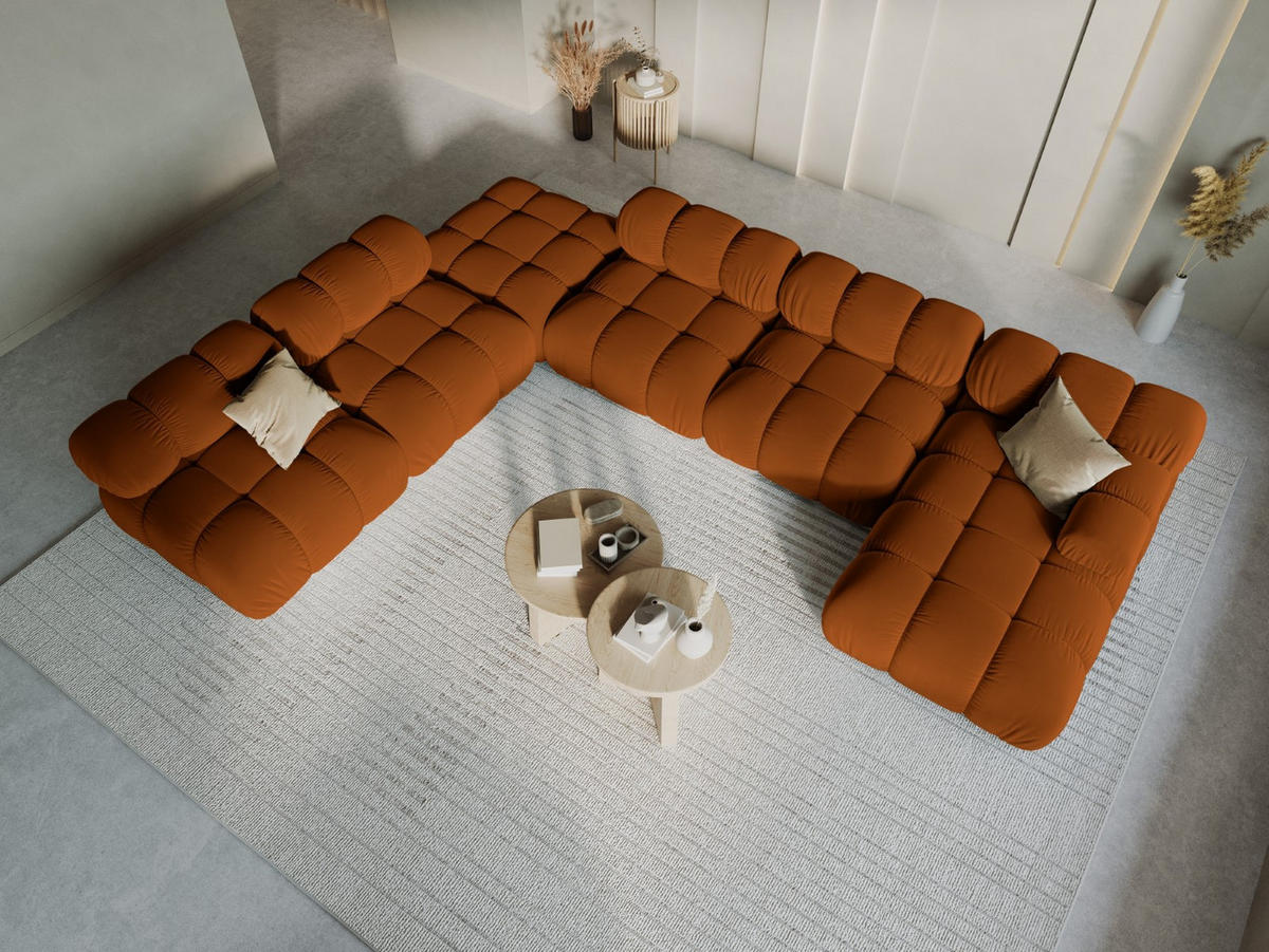 MODULARES-PANORAMASOFA links Bellis aus Samt terrakotta 7 Sitzplätze - Terra cotta, Textil (282/63/379cm) - Micadoni