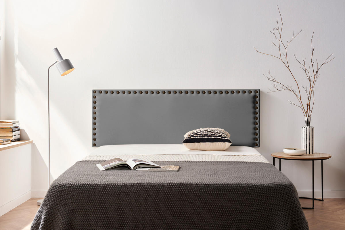 Kopfteil gepolstert MODENA Kunstleder 160x55x8 cm - Dunkelgrau - Moonia - Dunkelgrau, Holz (160/8/55cm)