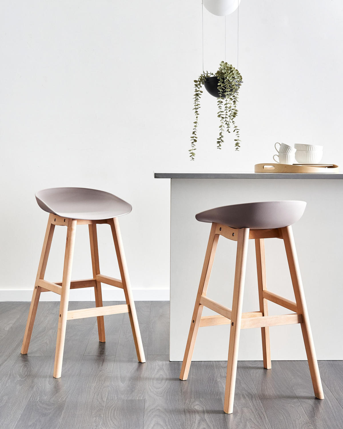 BARSTUHL 2er-Set TaupeMicco - Taupe, Kunststoff (42/85/46cm) - Beliani