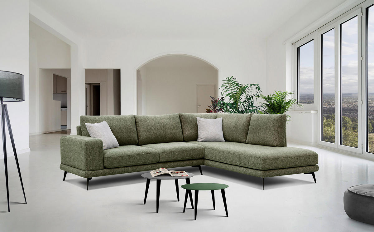 ECKSOFA MEDIOLANE 5-Sitzer, olivgrün - Olivgrün, Holzwerkstoff/Textil (282/219cm) - Courtois Laville