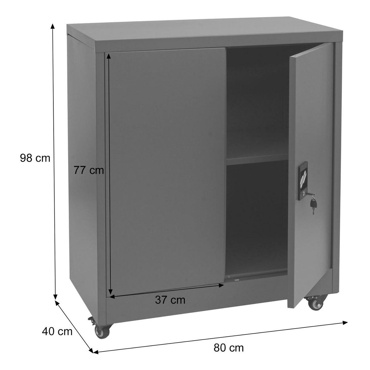 AKTENSCHRANK Dunkelgrau - Dunkelgrau, Metall (80/98/40cm) - MCW