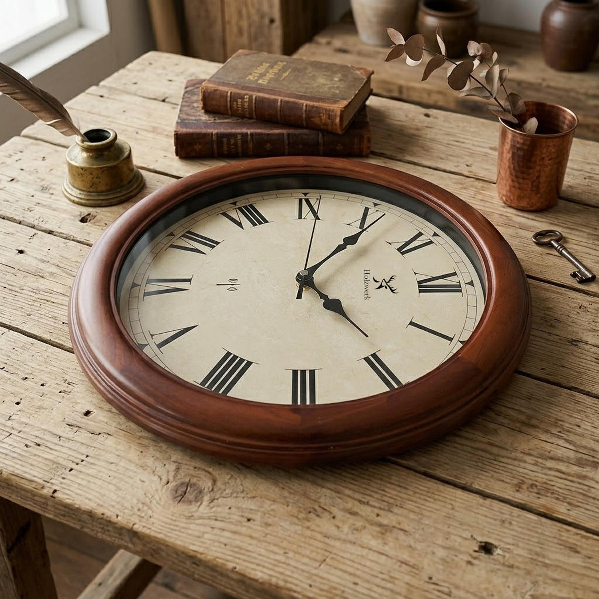 WANDUHR Holz Designer VELBURG (FUNK) Loft Wand Uhr, braun - Braun, Glas/Holz (35/35/5.5cm) - Holzwerk