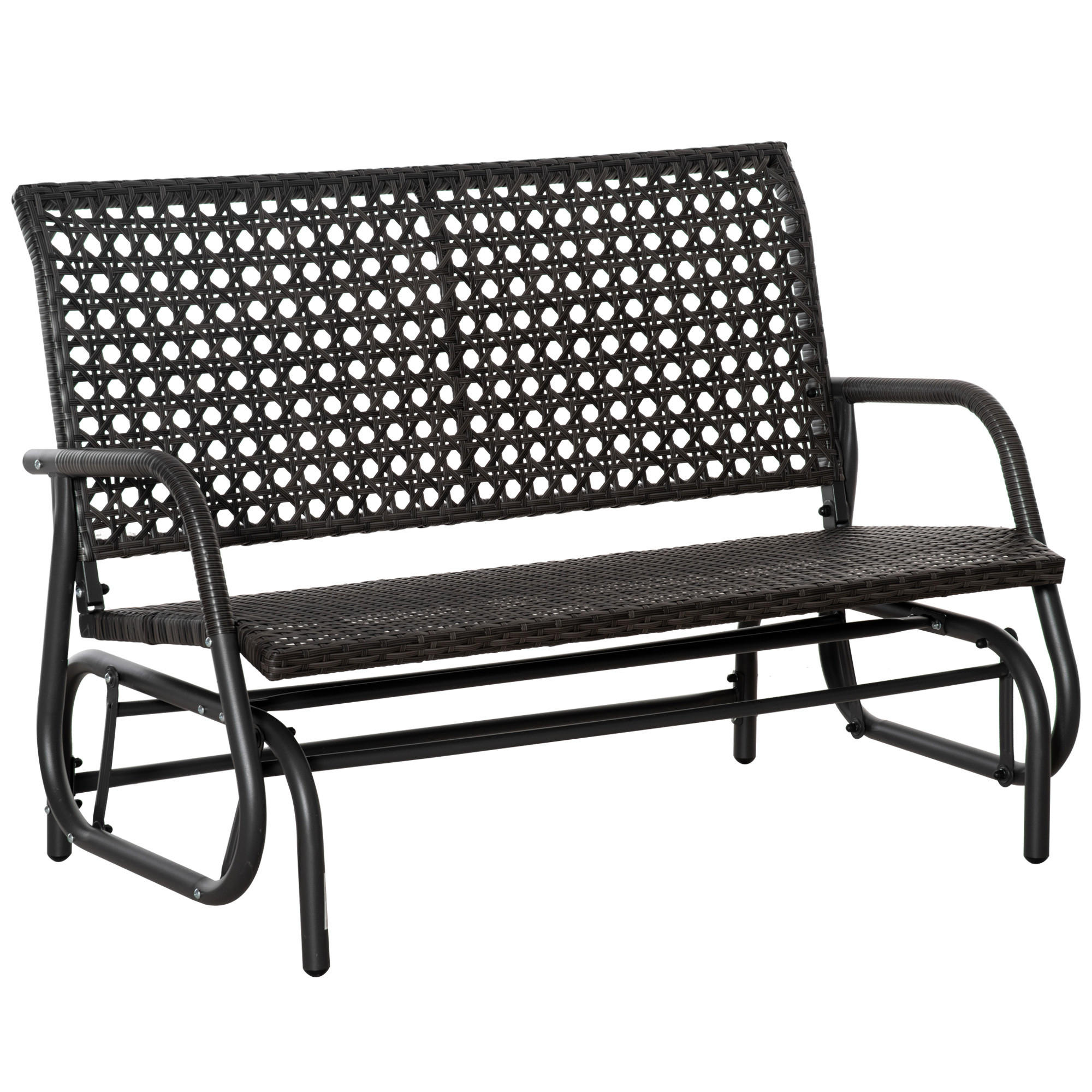 POLYRATTAN Schaukelbank 2-Sitzer mit Rückenlehne Grau 70 x 120 x 84 cm - Dunkelgrau, Kunststoff (120/84/70cm) - Outsunny