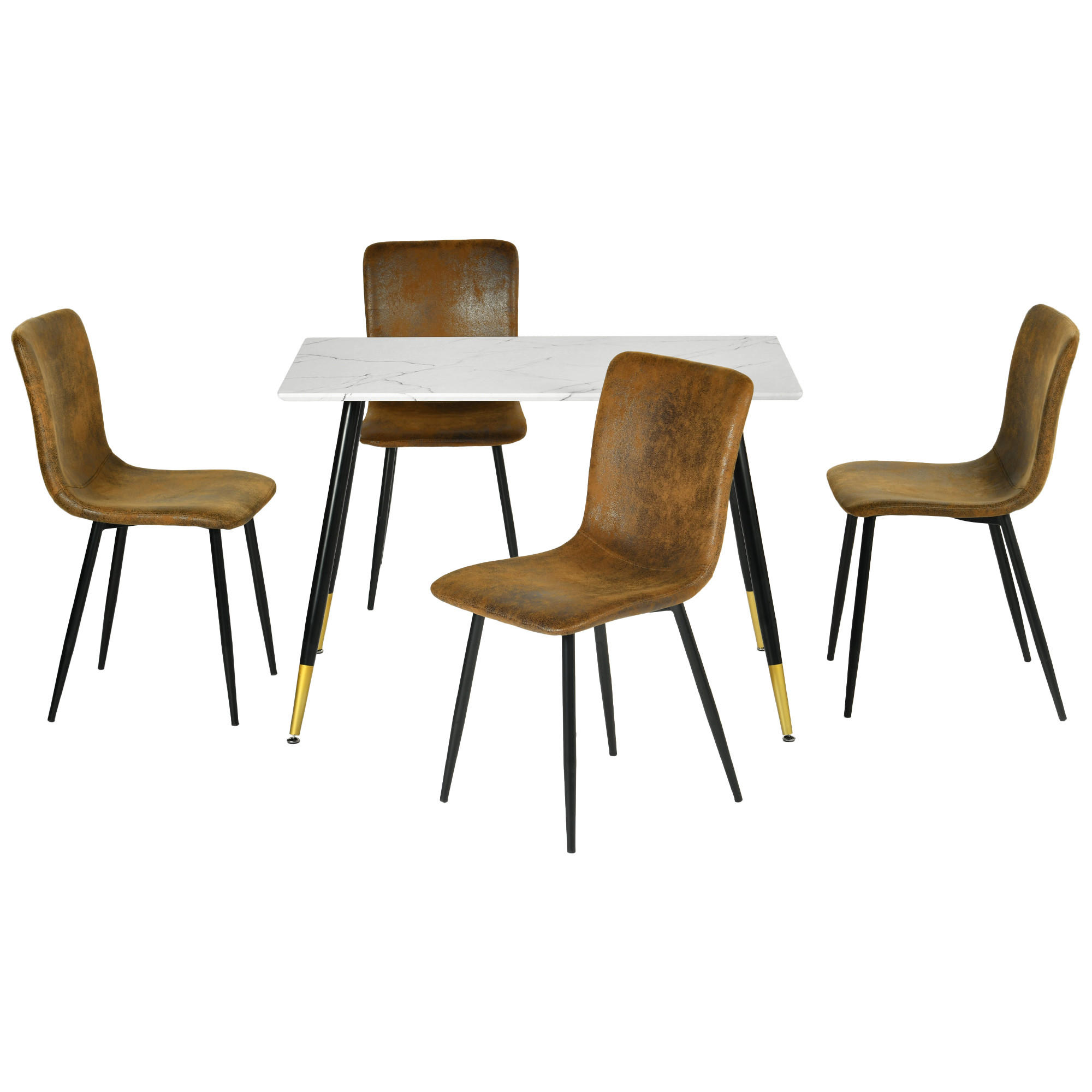 ESSTISCH SET weiß und braun - Braun/Weiß, Holzwerkstoff/Metall (70/75/110cm) - Urban Meuble