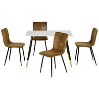 ESSTISCH SET weiß und braun - Braun/Weiß, Holzwerkstoff/Metall (70/75/110cm) - Urban Meuble