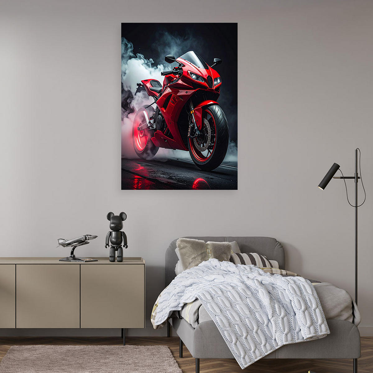 LEINWANDBILD Kraftfahrzeuge 80x120cm - Rot, Textil (80/120cm) - Feeby