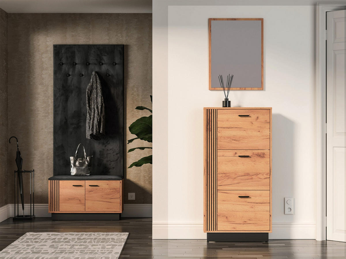 GARDEROBE Vasco Schwarz 80 cm - Schwarz, Holzwerkstoff (80/152.3/7.5cm) - Homebook