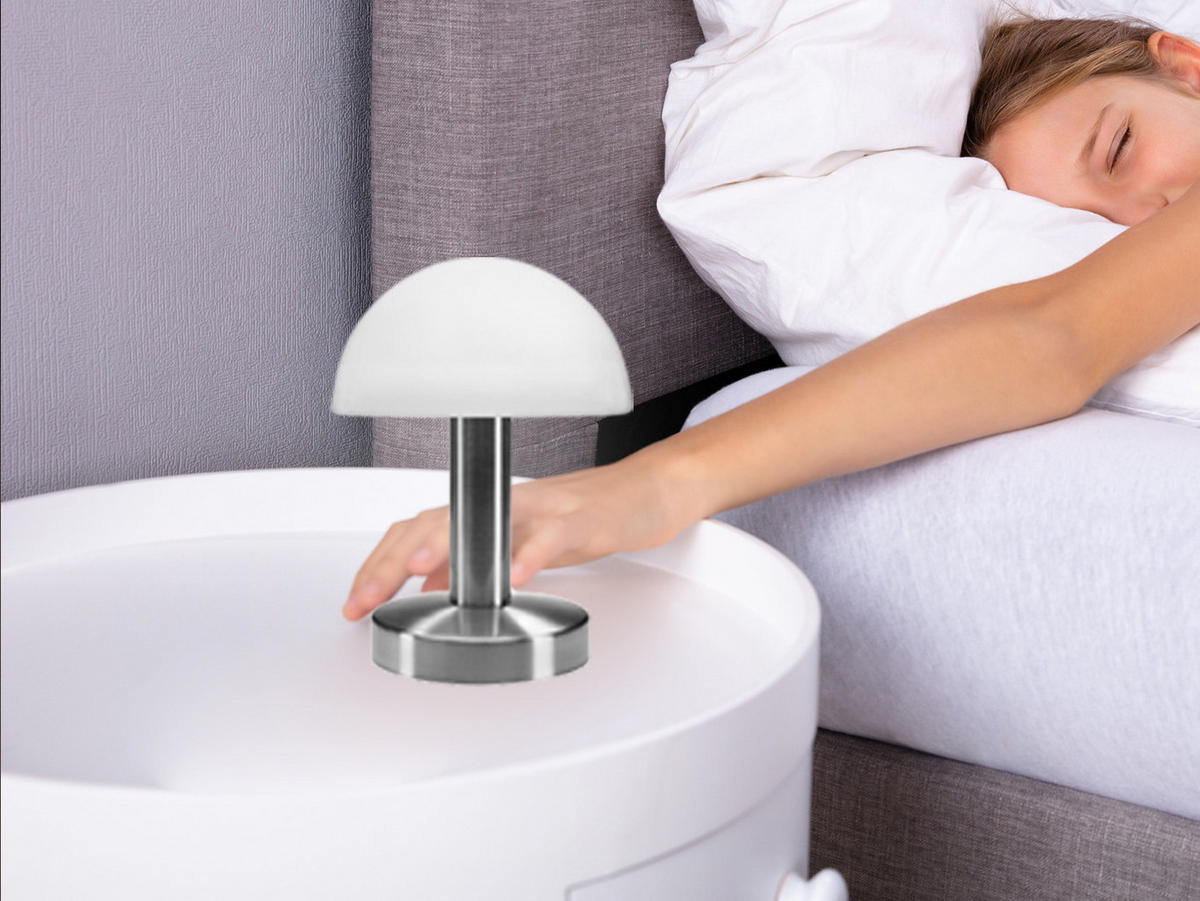 TISCHLEUCHTE Höhe 21cm, mit Touch Dimmer - Silberfarben/Weiß, Glas/Metall (16/16/21cm) - meineWunschleuchte