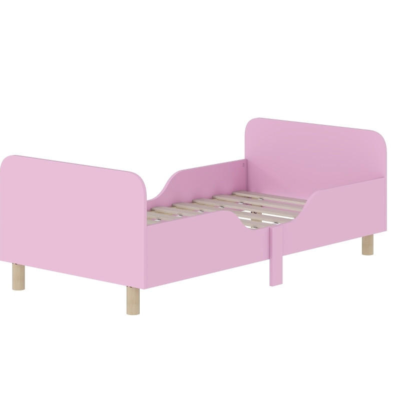 KINDERBETT 143,5/74,2/50 cm aus MDF und Kiefernholz mit Rausfallschutz Rosa - Pink, Holz (70/140cm) - Modenvie