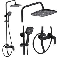 DUSCHGARNITUR Rea Storm Black Matt - Schwarz, Metall (30/144/45cm) - REA