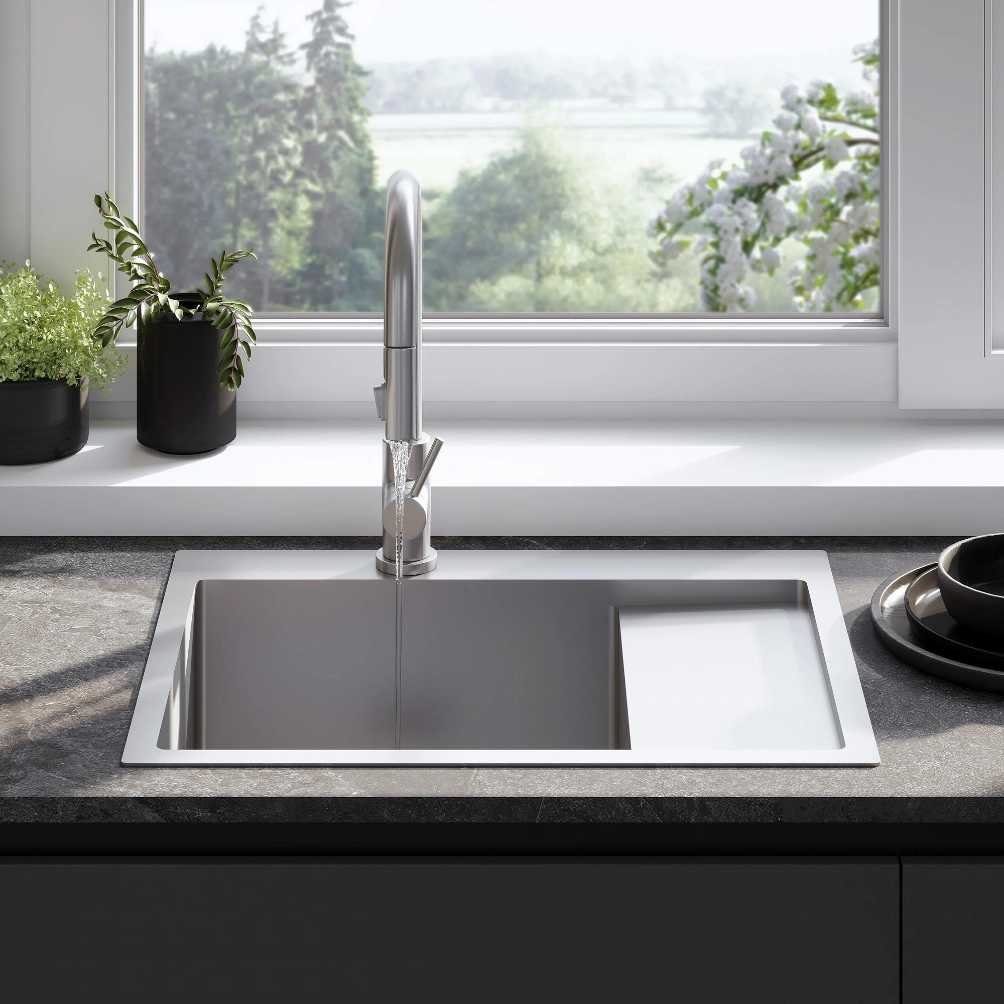 REA Edelstahlspüle Nickel 48x18.5x62 cm