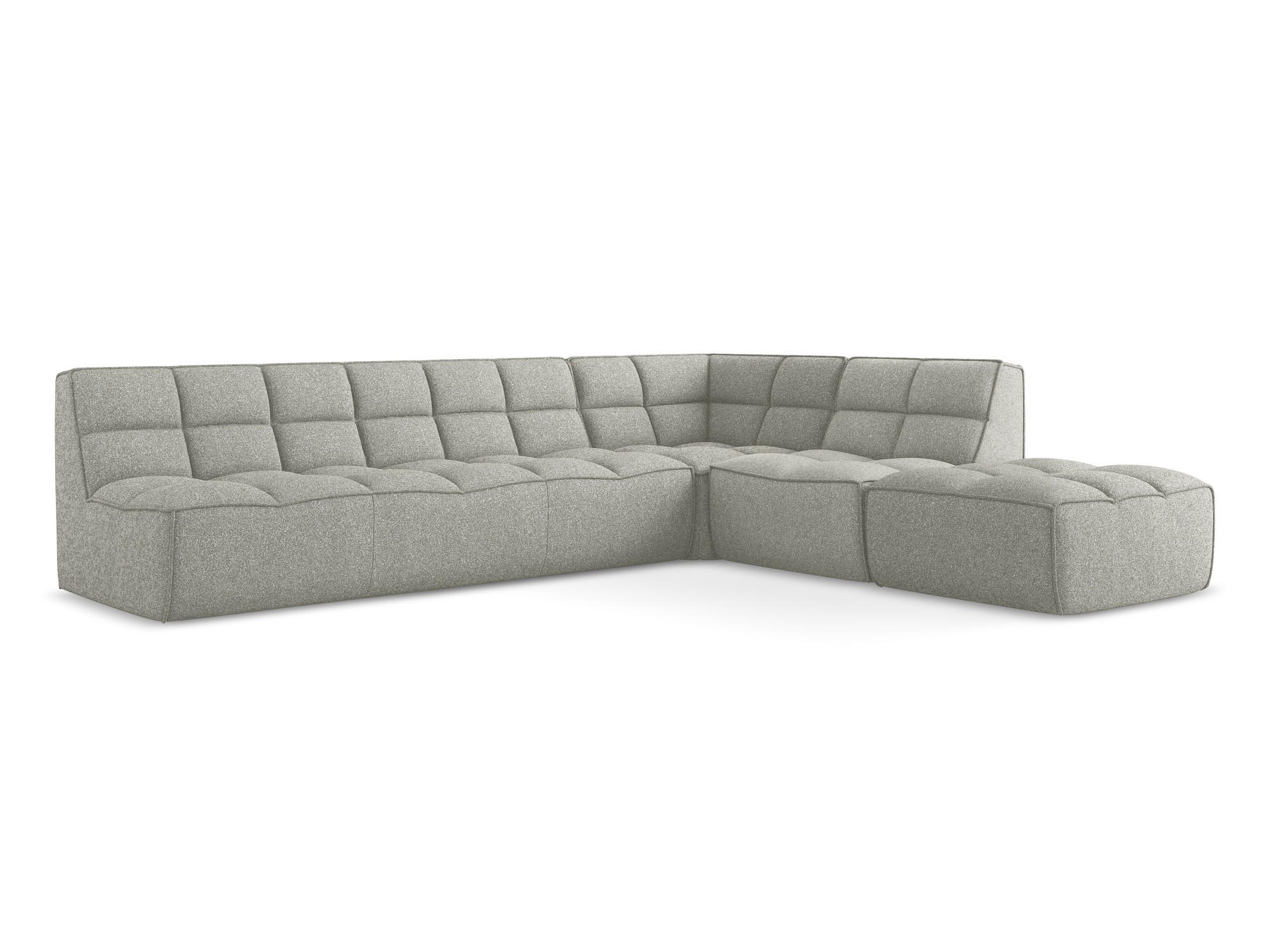 ECKSOFA Beidseitig Strukturstoff Stoff Grau - Hellgrau/Schwarz, Kunststoff/Textil (308/258cm) - Makamii