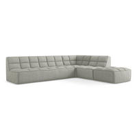 ECKSOFA Beidseitig Strukturstoff Stoff Grau - Hellgrau/Schwarz, Kunststoff/Textil (308/258cm) - Makamii