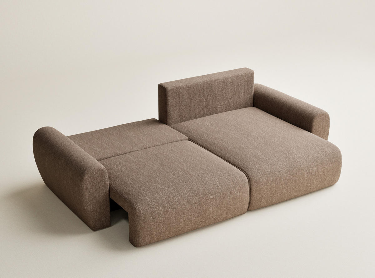 ECKSOFA MIT SCHLAFFUNKTION Numba Braun Webstoff - Schwarz/Braun, Holz/Holzwerkstoff (253/153cm) - Maison de Reve