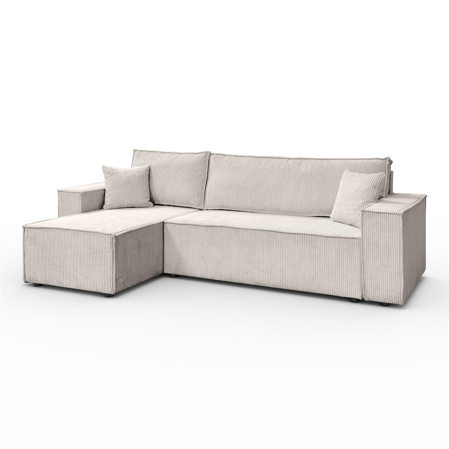 GEPOLSTERTES Ecksofa CARLOS L, Poso 100 - Ecru, Textil (247/143cm) - Lookway