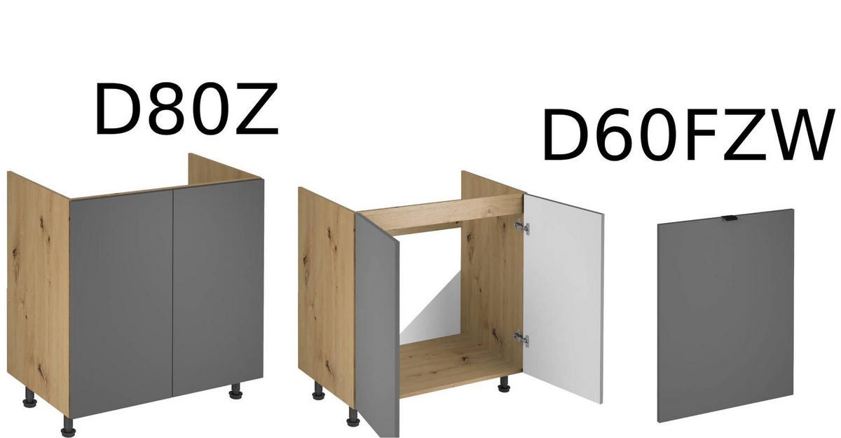 WINKELKÜCHE 390 × 260 cm - Langen K106-M860 – in Grau / Matt - Schwarz/Grau, Holz/Holzwerkstoff (390/260/212cm)