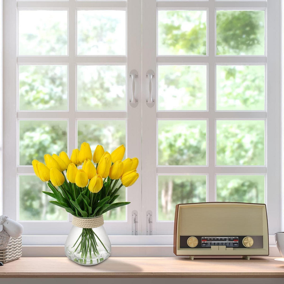 KUNSTBLUMEN Tulpen 10 Stück Set Gelb 34 cm - Gelb, Kunststoff (3.3cm)