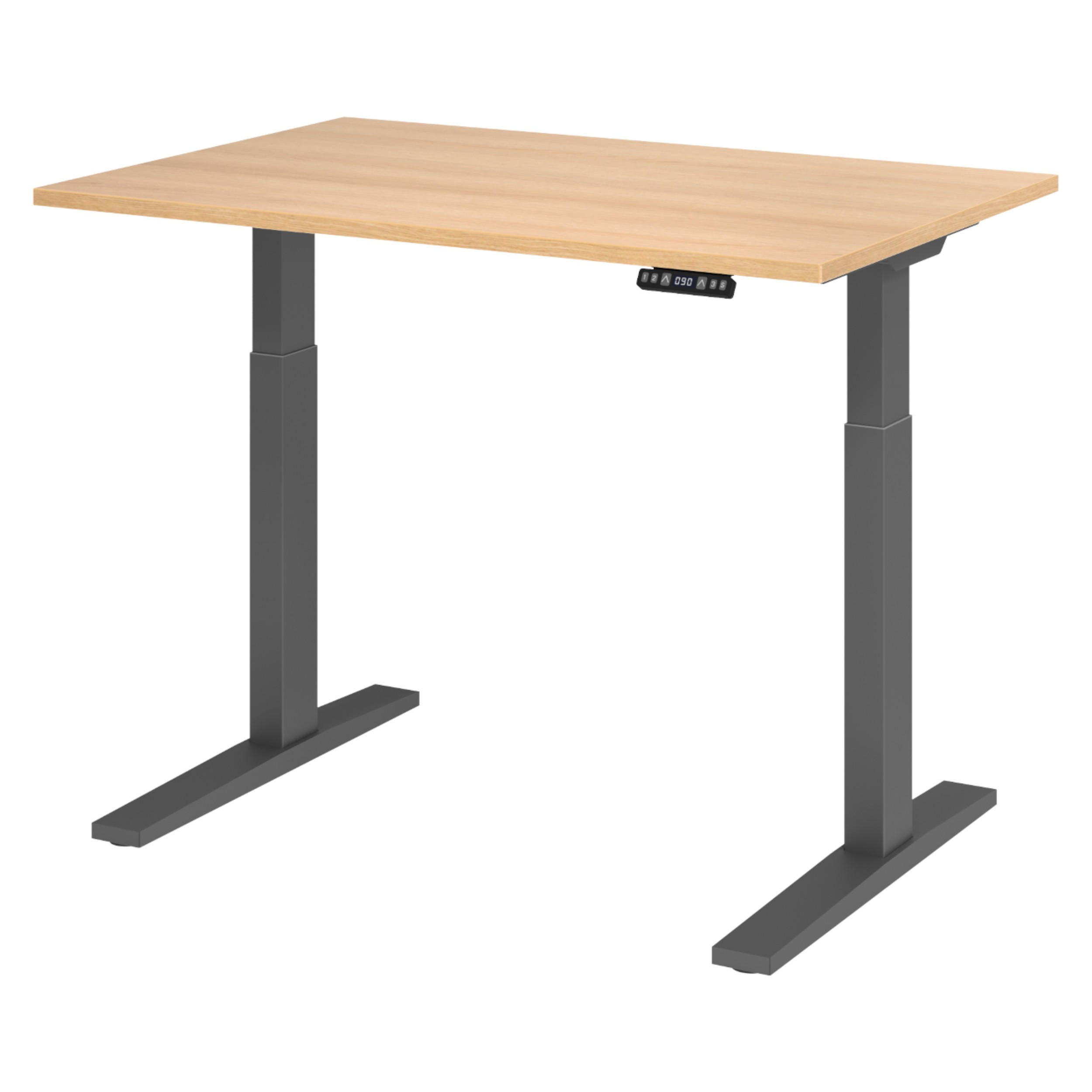 SCHREIBTISCH elektrisch XMKA 80/120/74 cm in Eichefarben/Graphitfarben - Eichefarben/Graphitfarben, Holzwerkstoff (80/120/74cm) - bümö