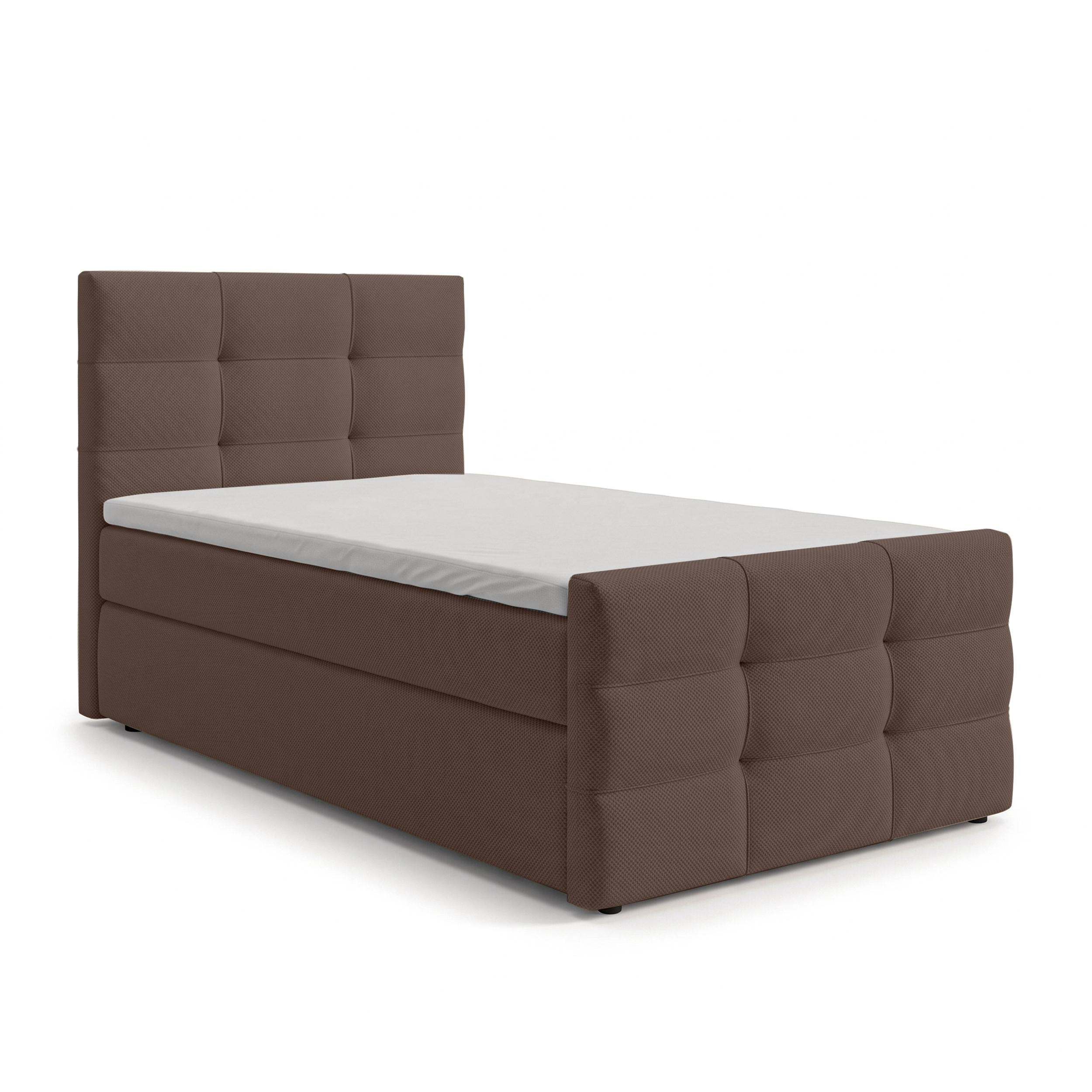 BOXBETT DEFNE 100x200 cm mit Fußteil und Matratze - Braun + TOPPER - Schwarz/Braun, Holz/Holzwerkstoff (100/200cm) - AX Living